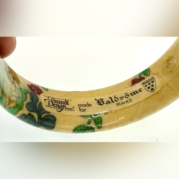 Vintage Signed Brandt Design Valdrome France Lucite Floral Bangle Bracelet - Picture 4 of 8